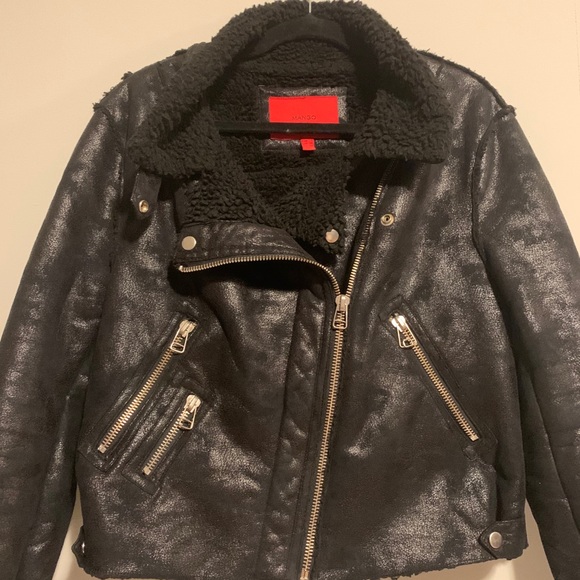 Mango Faux Fur Biker Jacket - Picture 2 of 14